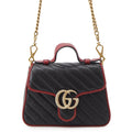GUCCI GG Marmont Mini Top Handle Bag Black/Red583571 Leather