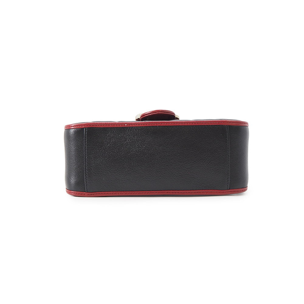 GUCCI GG Marmont Mini Top Handle Bag Black/Red583571 Leather