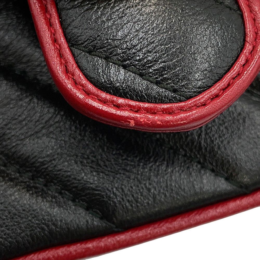 GUCCI GG Marmont Mini Top Handle Bag Black/Red583571 Leather