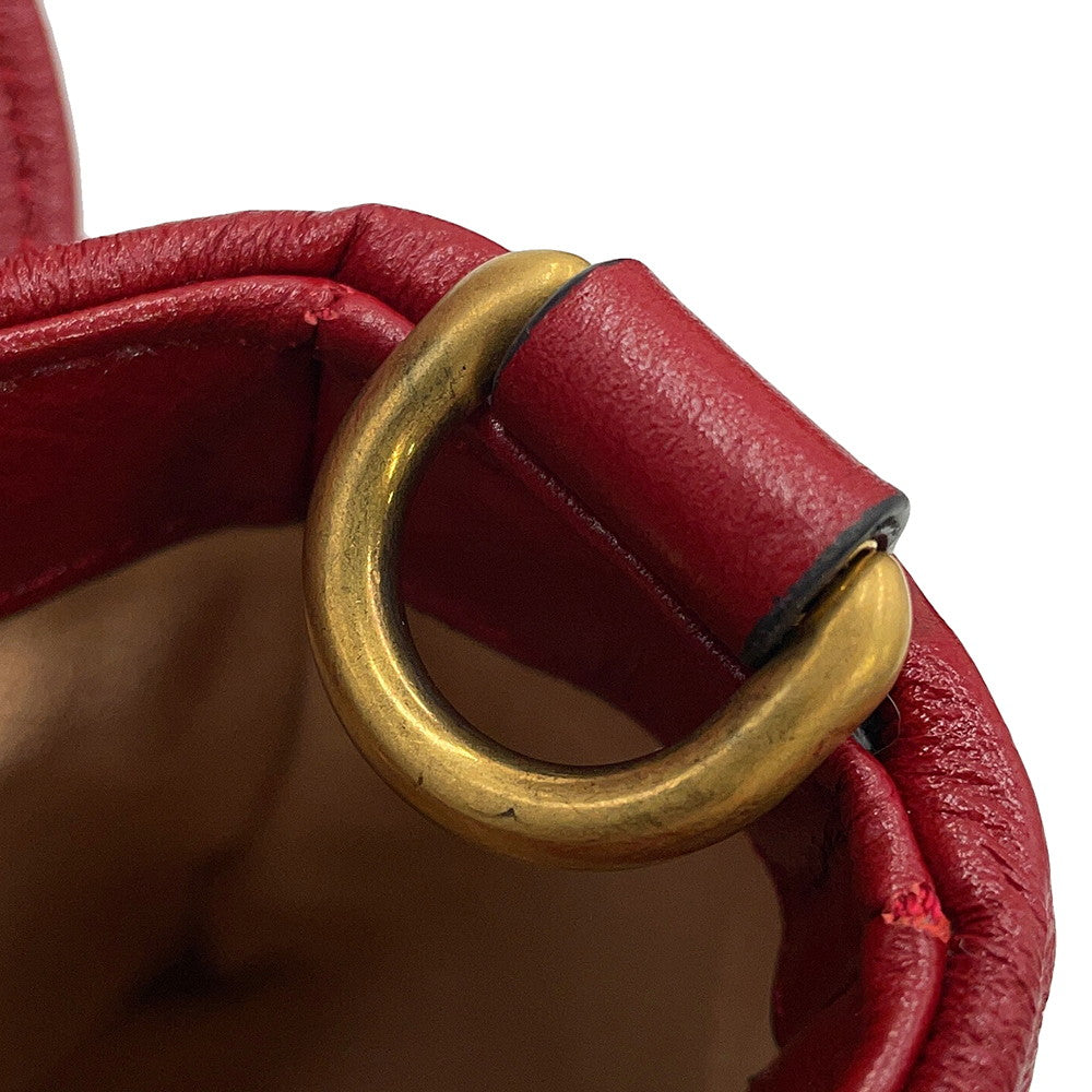 GUCCI GG Marmont Mini Top Handle Bag Black/Red583571 Leather
