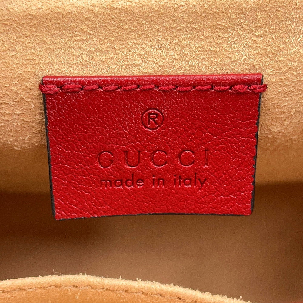GUCCI GG Marmont Mini Top Handle Bag Black/Red583571 Leather
