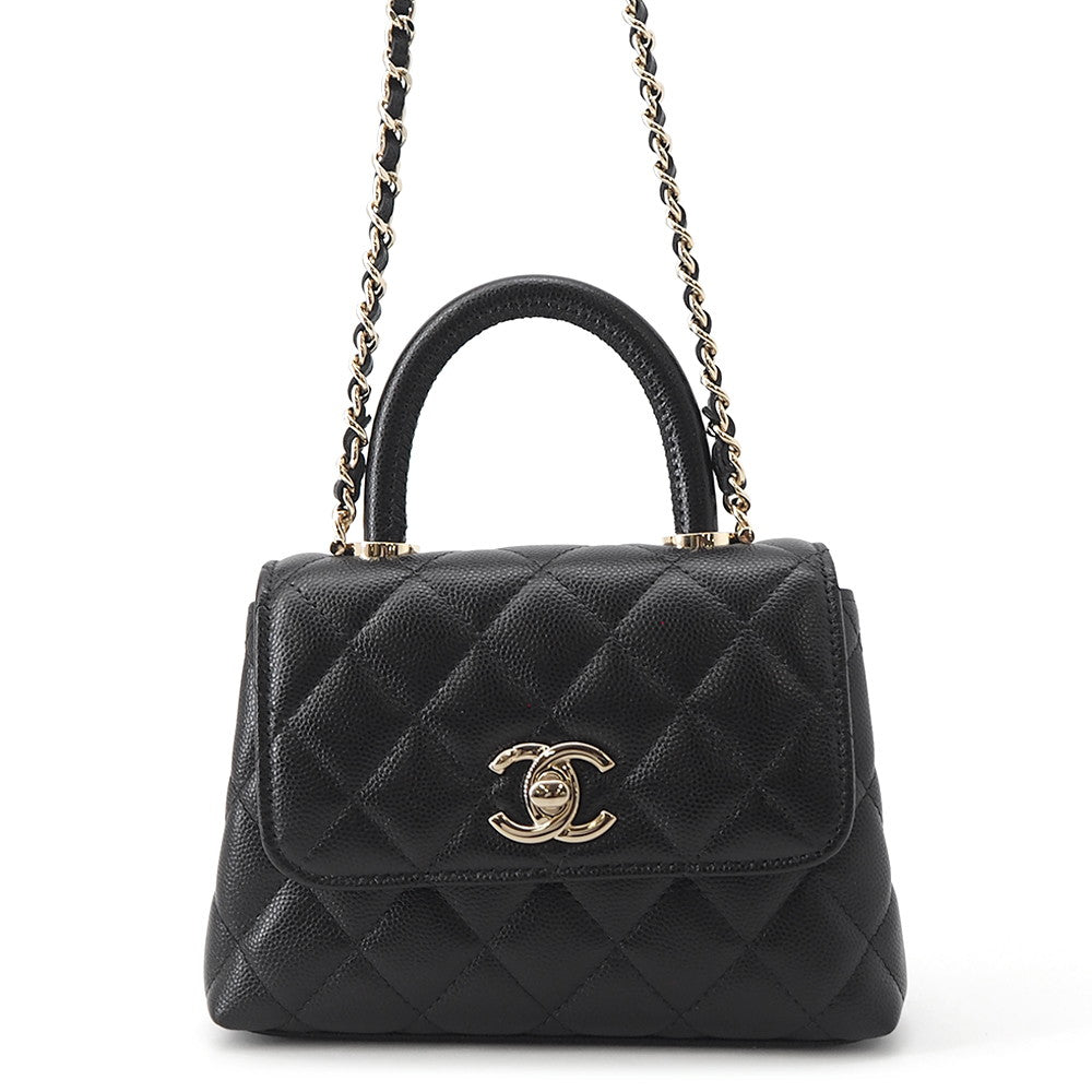 CHANEL Matelasse Coco Handle 2WAYHandbag BlackAP4244 Caviar Leather Size Mini mini