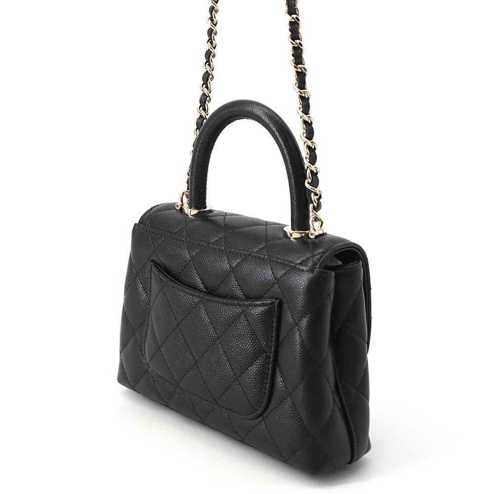 CHANEL Matelasse Coco Handle 2WAYHandbag BlackAP4244 Caviar Leather Size Mini mini