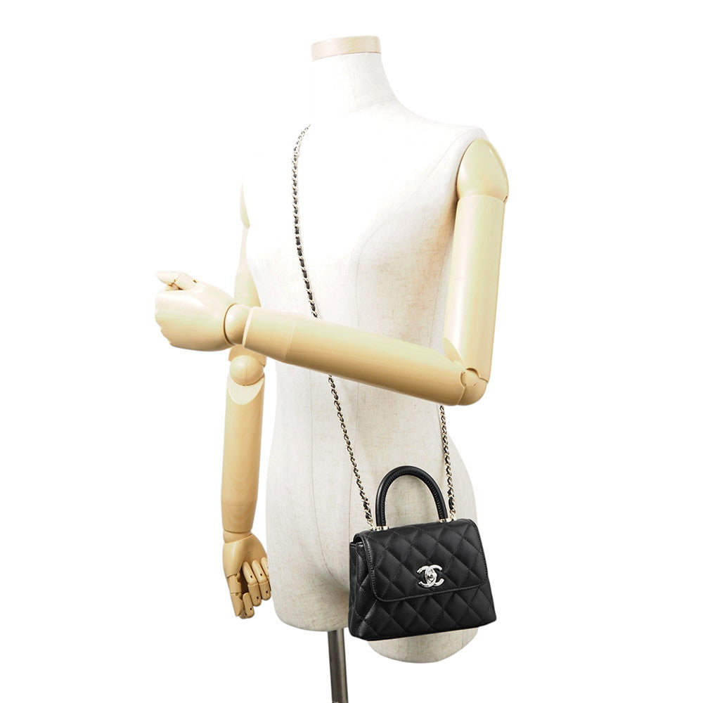CHANEL Matelasse Coco Handle 2WAYHandbag BlackAP4244 Caviar Leather Size Mini mini