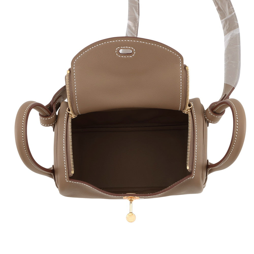HERMES Lindy Etoupe Swift Leather Size Mini