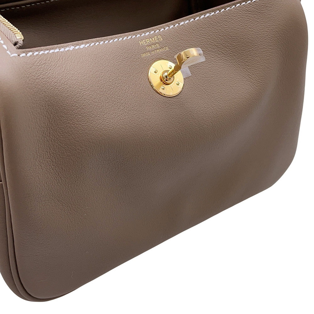 HERMES Lindy Etoupe Swift Leather Size Mini