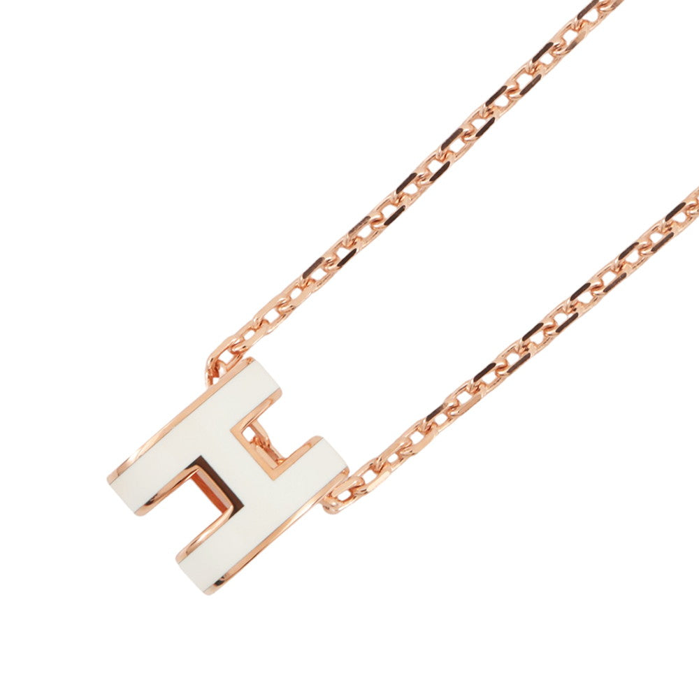 HERMES Pop Ash Necklace Size Mini White Gold Plated Lacquer