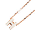HERMES Pop Ash Necklace Size Mini White Gold Plated Lacquer