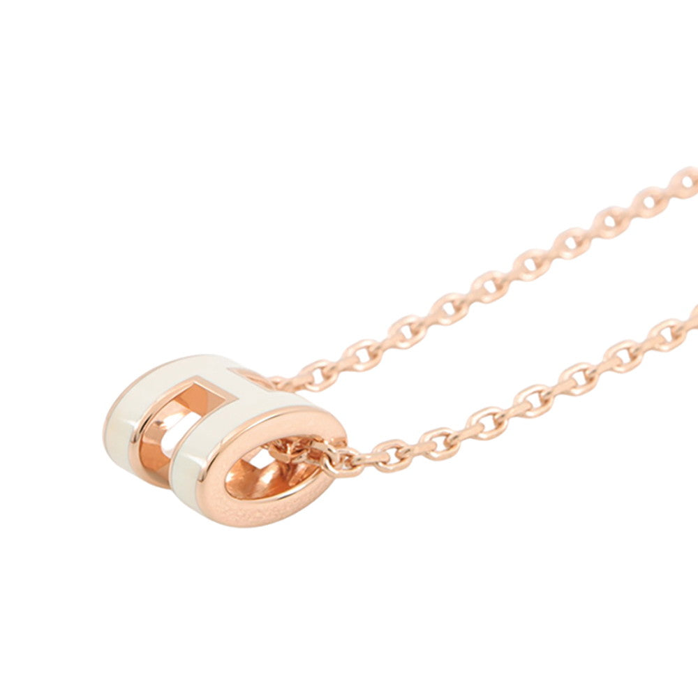 HERMES Pop Ash Necklace Size Mini White Gold Plated Lacquer