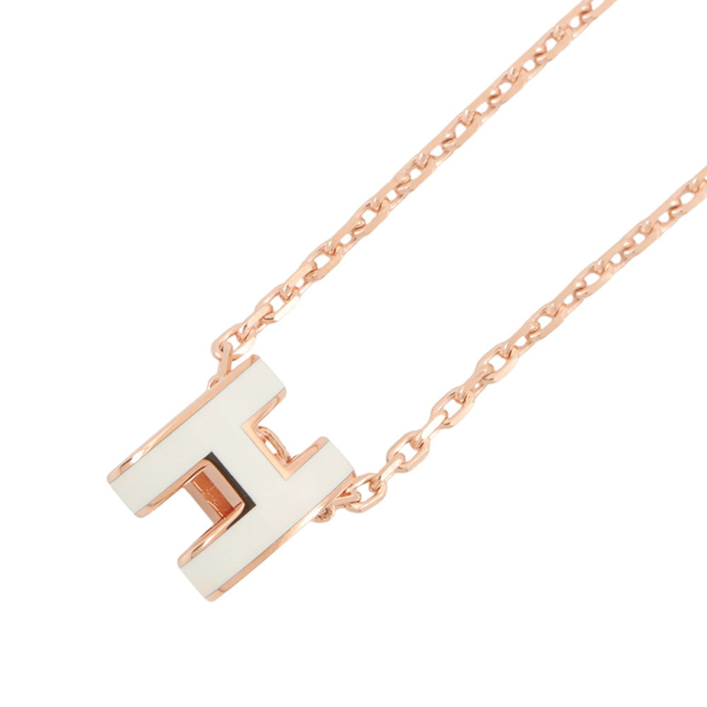 HERMES Pop Ash Necklace Size Mini White Gold Plated Lacquer
