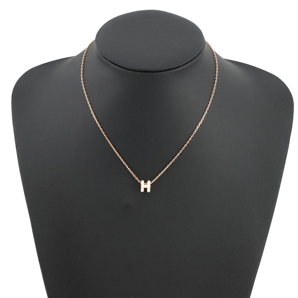 HERMES Pop Ash Necklace Size Mini White Gold Plated Lacquer