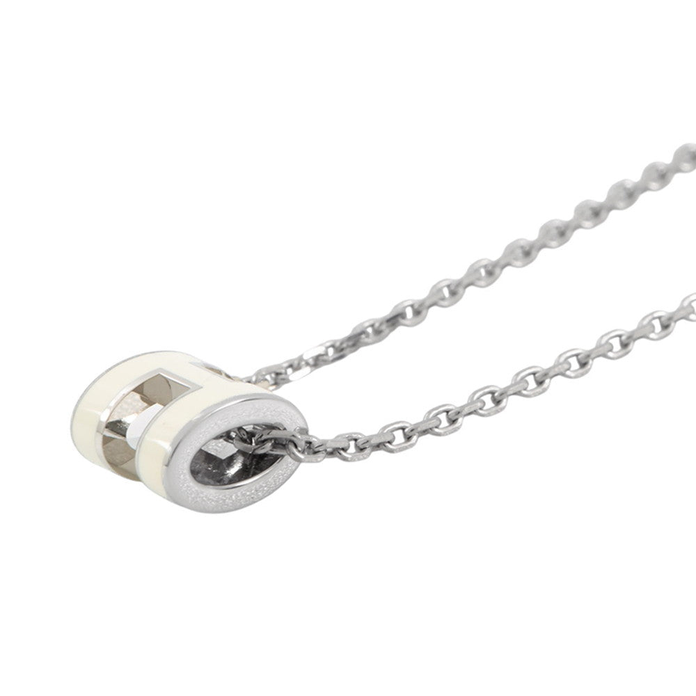 HERMES Pop Ash Necklace Size Mini White Gold Plated Lacquer