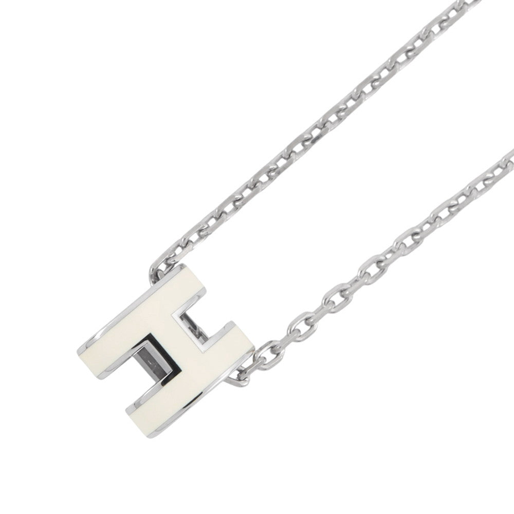 HERMES Pop Ash Necklace Size Mini White Gold Plated Lacquer
