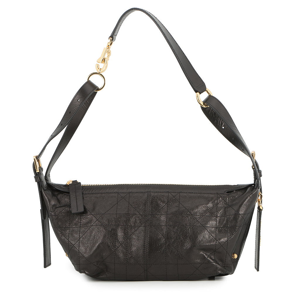 Dior D-Journey Flat Macro Cannage Shoulder Bag BlackM2416UNUO_M900 Calf Leather Size Small