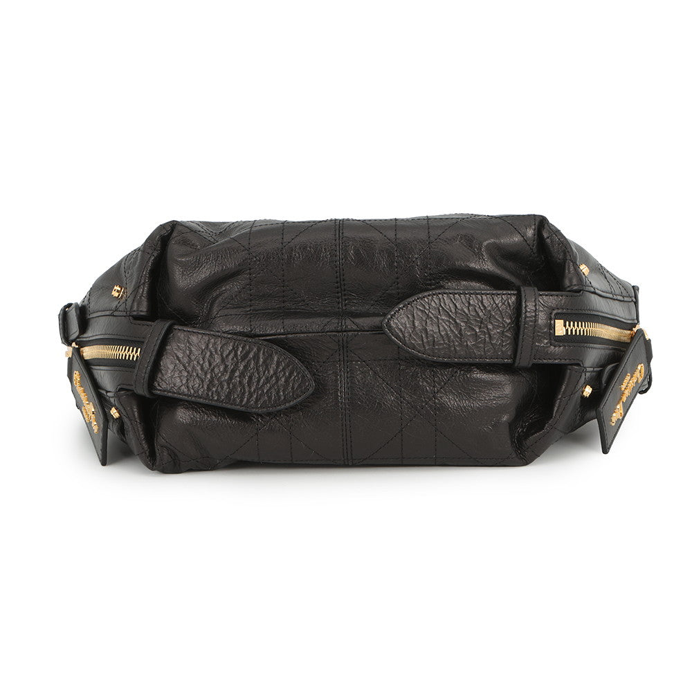 Dior D-Journey Flat Macro Cannage Shoulder Bag BlackM2416UNUO_M900 Calf Leather Size Small