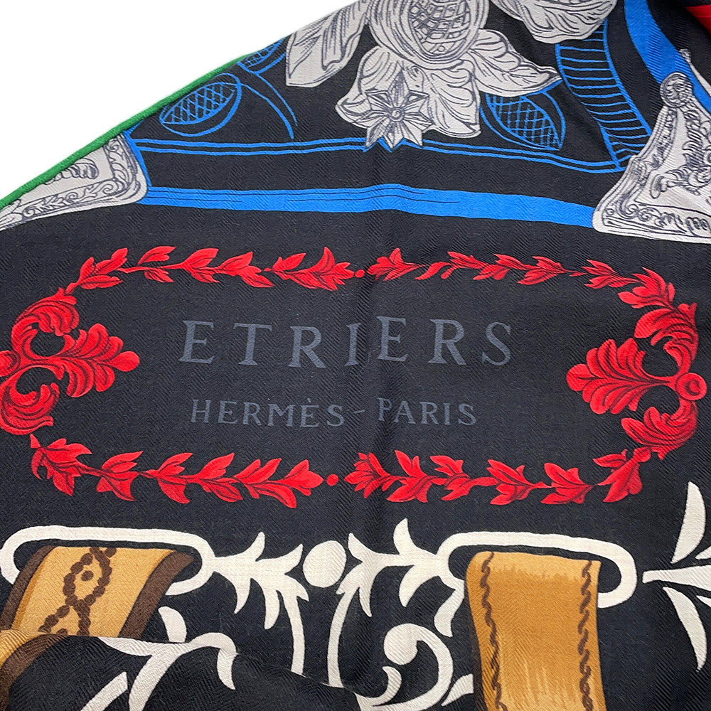 HERMES Triangle Jean Abumi Remix Etriers Remix 2022 AW Vert/Black/Multicolor Cashmere70% Silk30%