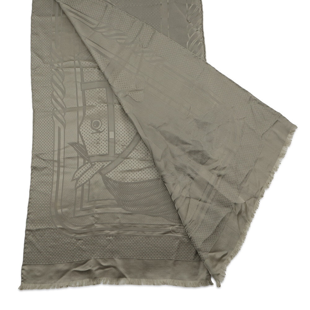 HERMES Quadrige Shawl Khaki Silk100%
