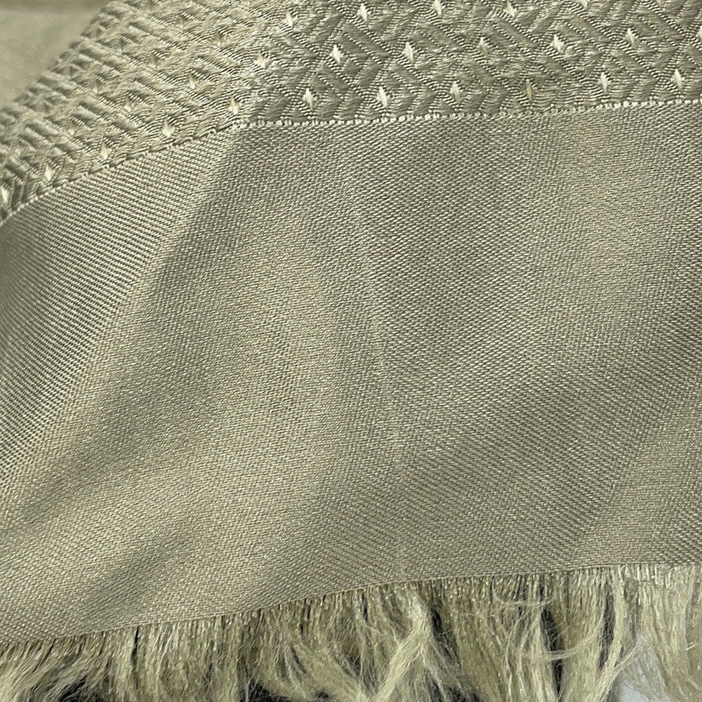HERMES Quadrige Shawl Khaki Silk100%