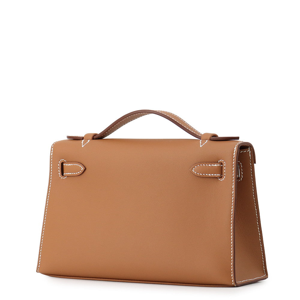 HERMES PochetteKelly Gold Swift Leather