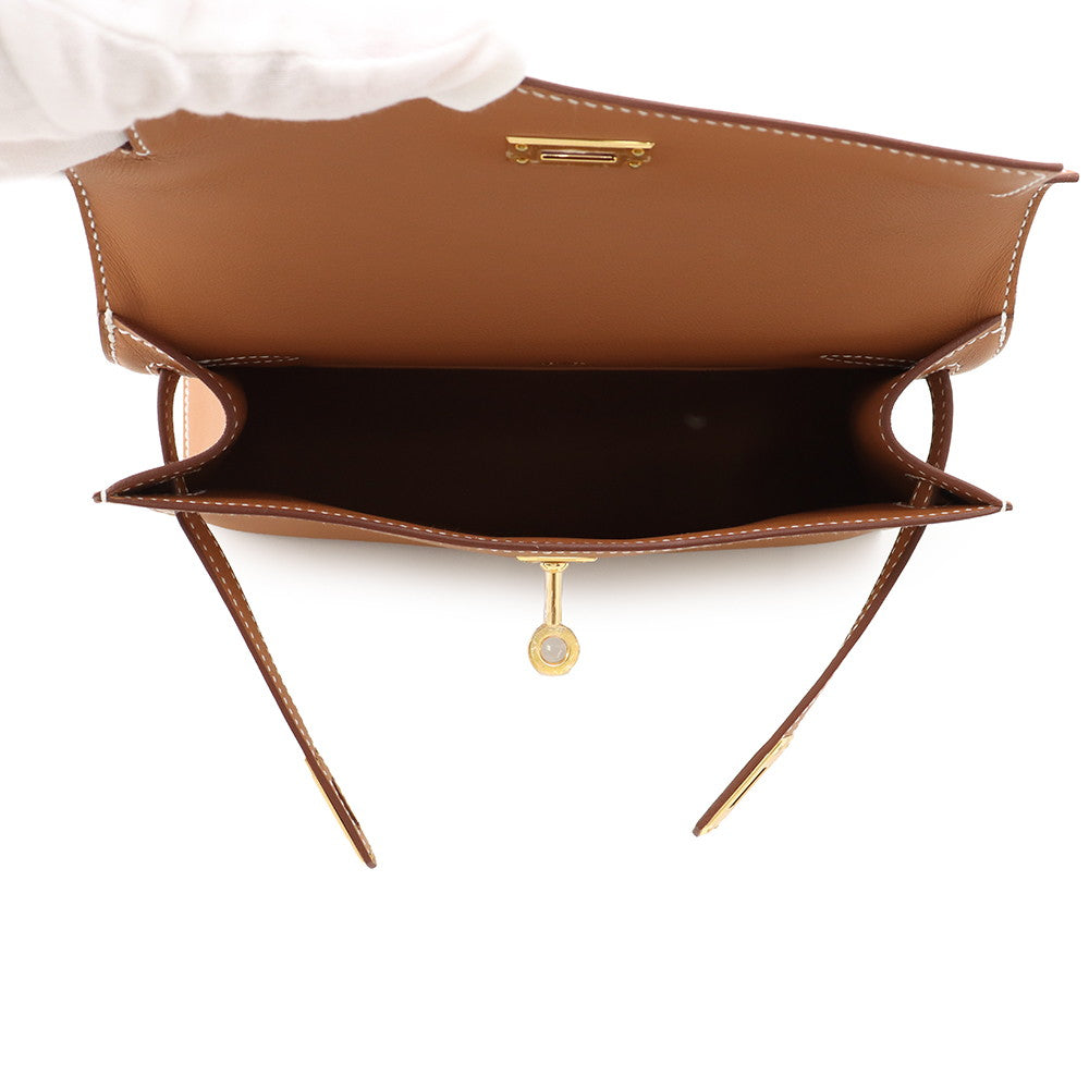 HERMES PochetteKelly Gold Swift Leather