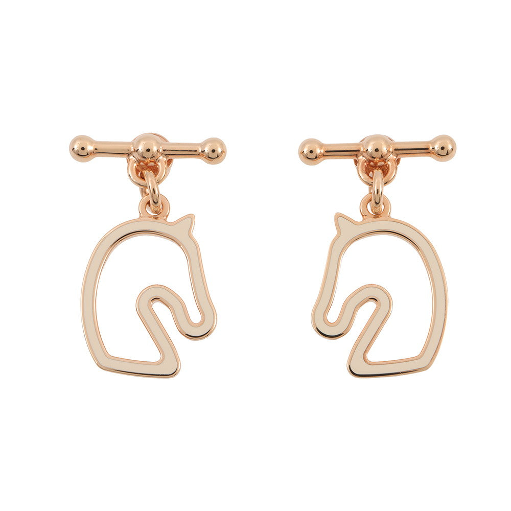 HERMES Earrings Tonnerre claim Gold Plated Lacquer