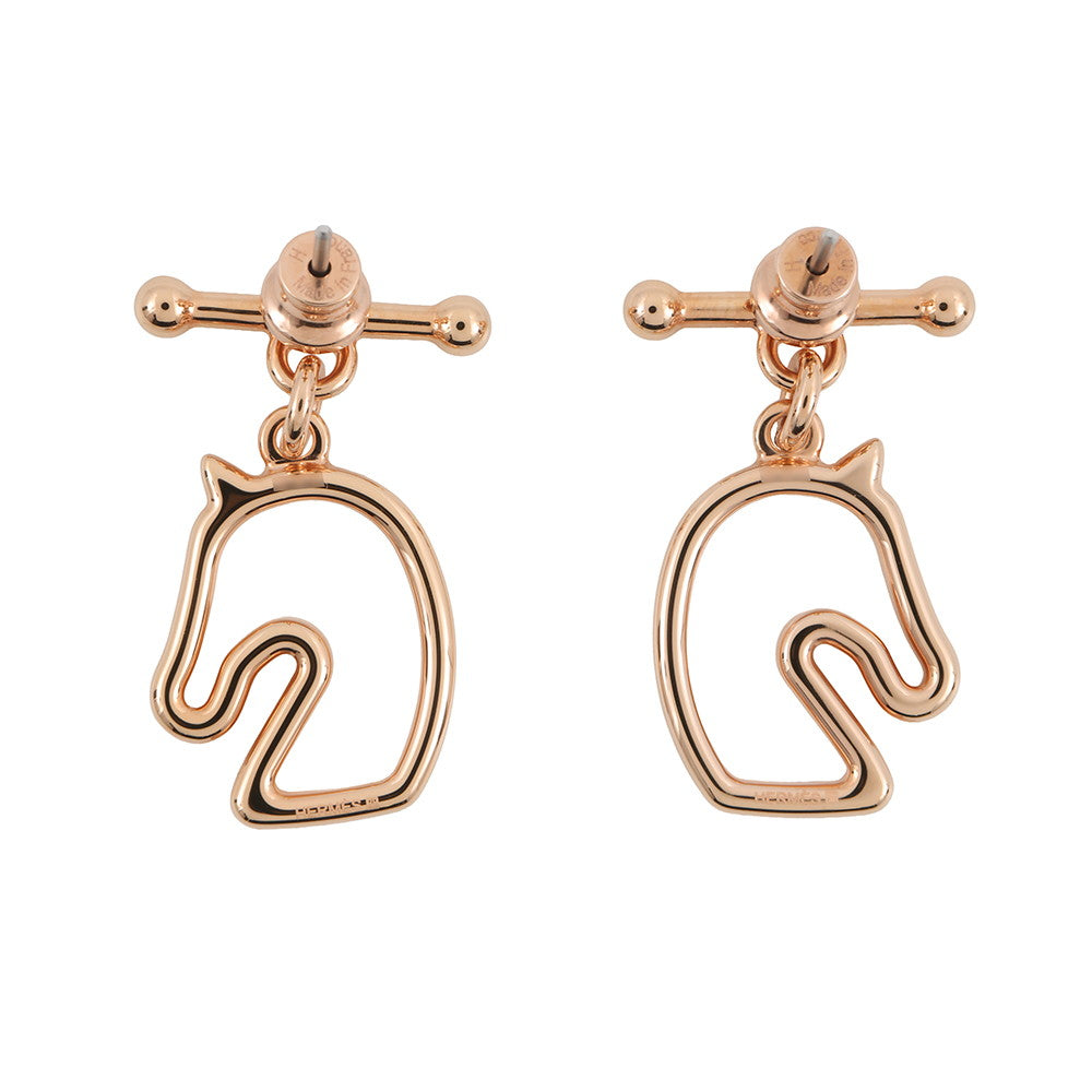 HERMES Earrings Tonnerre claim Gold Plated Lacquer
