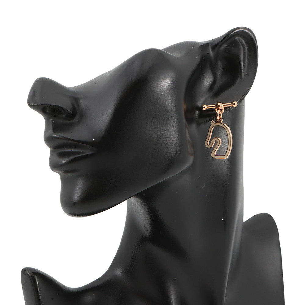 HERMES Earrings Tonnerre claim Gold Plated Lacquer