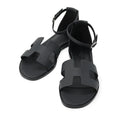 HERMES Sandals Santorini Black1182138Z Epsom Size 38
