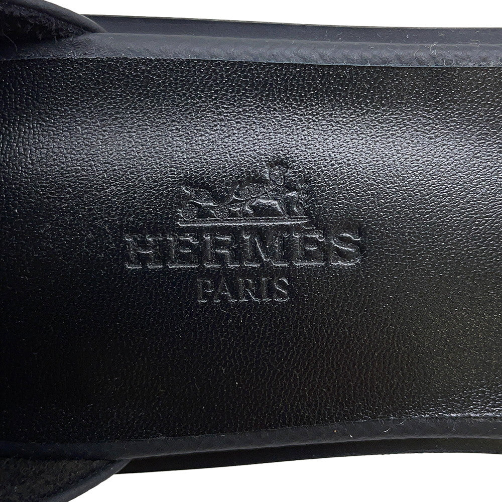 HERMES Sandals Santorini Black1182138Z Epsom Size 38
