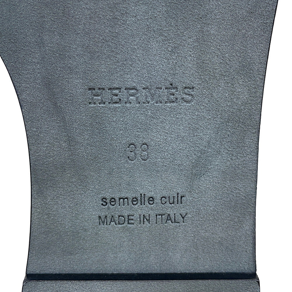 HERMES Sandals Santorini Black1182138Z Epsom Size 38