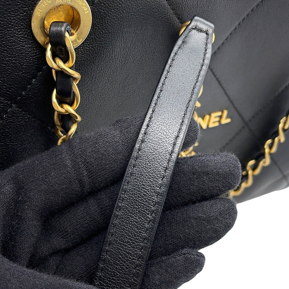 CHANEL Matelasse Shopping Chain Shoulder Bag BlackAS2750 Lambskin
