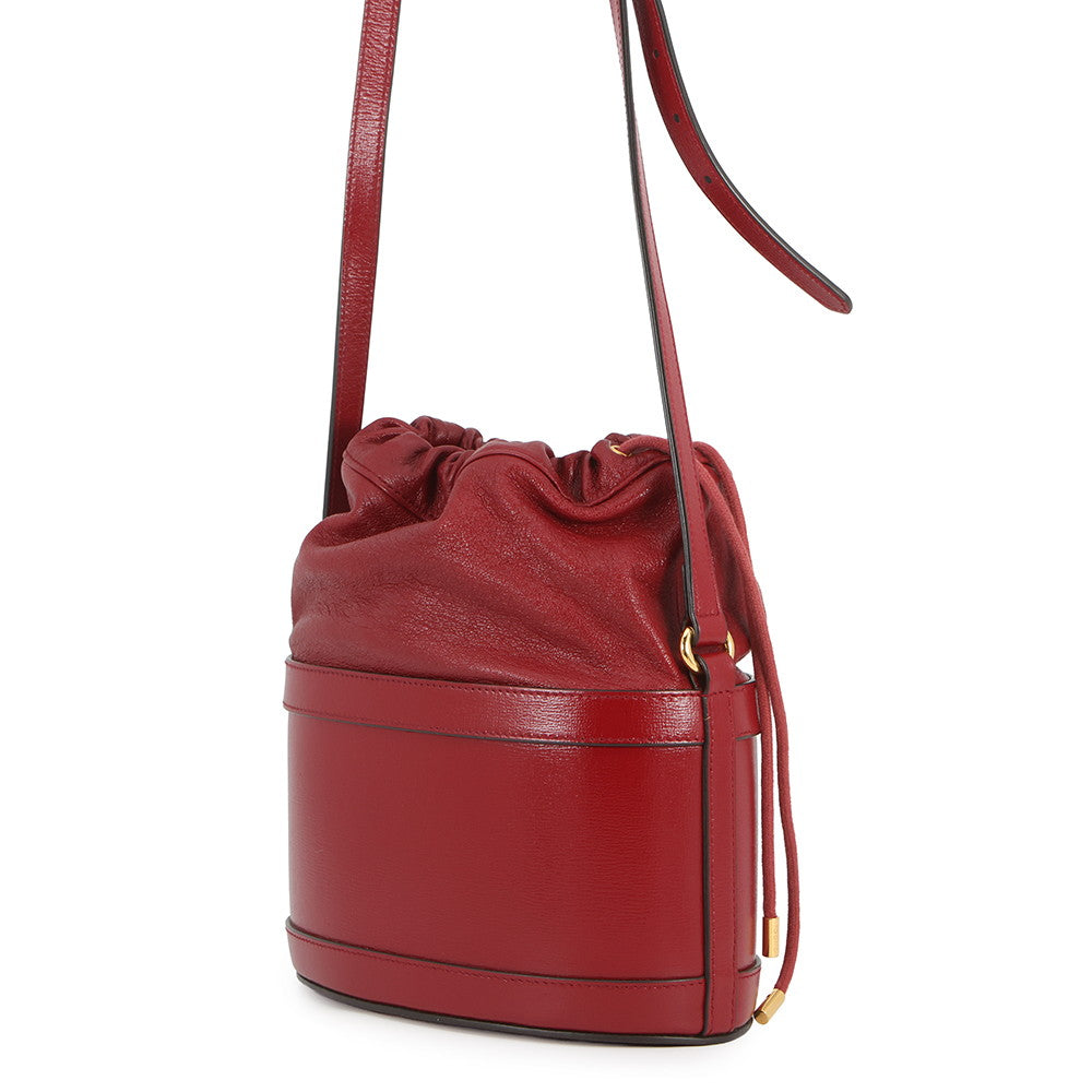 GUCCI Horsebit1955 Drawstring Bag Shoulder Bag Red602118 000926 Leather