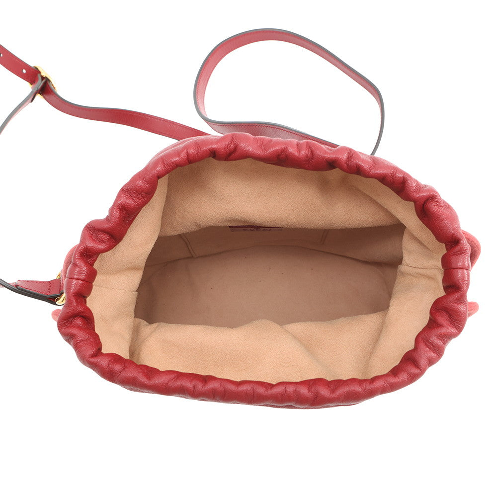 GUCCI Horsebit1955 Drawstring Bag Shoulder Bag Red602118 000926 Leather