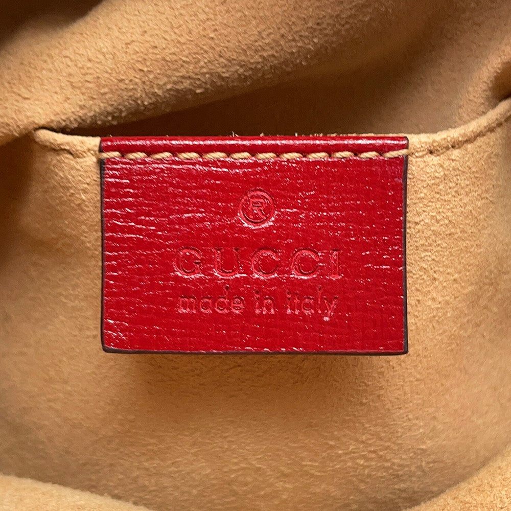 GUCCI Horsebit1955 Drawstring Bag Shoulder Bag Red602118 000926 Leather