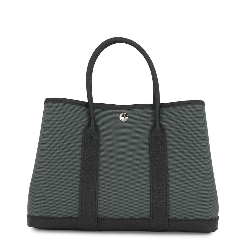 HERMES Garden Party Vert Mangrove/Black Toile H Negonda Leather Size TPM