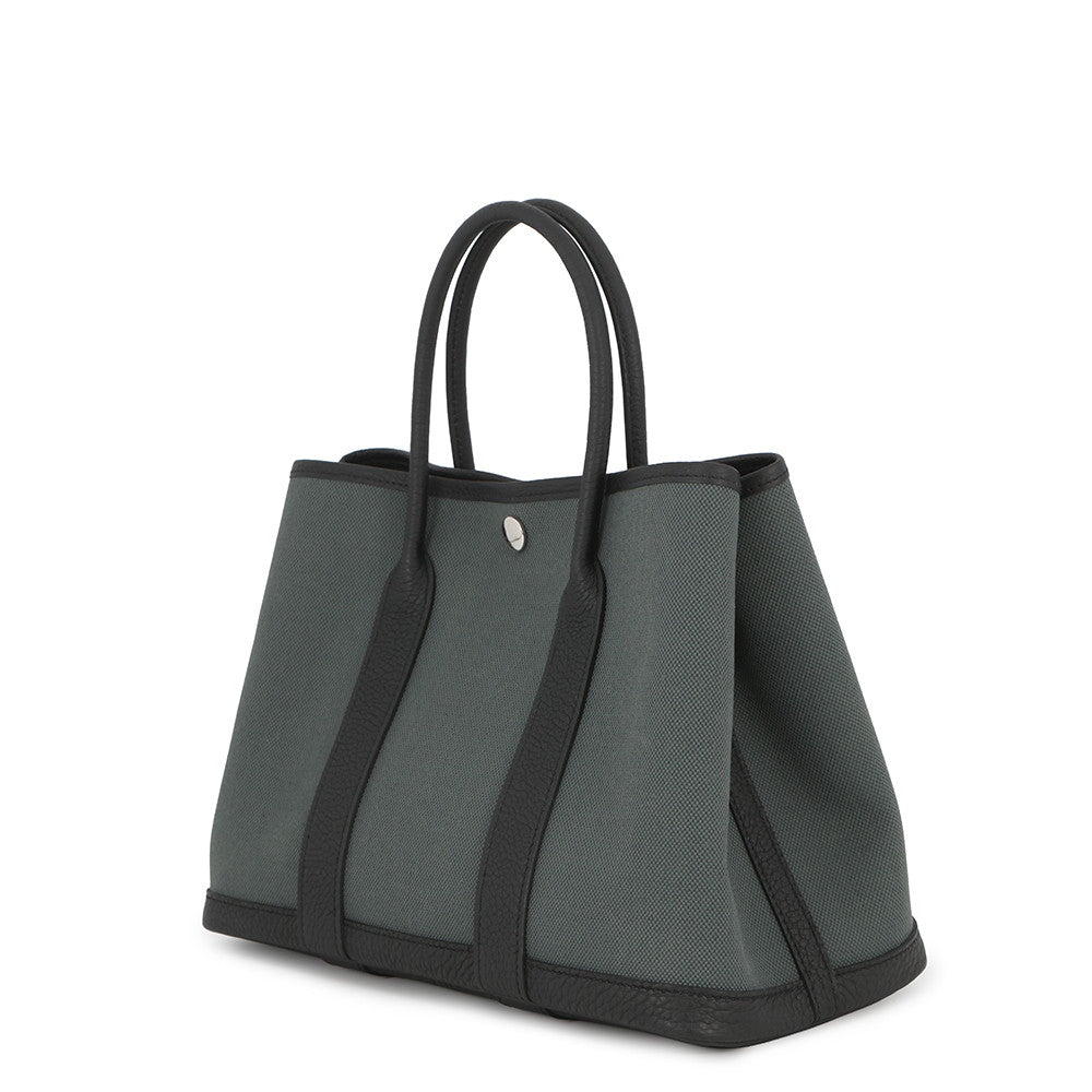 HERMES Garden Party Vert Mangrove/Black Toile H Negonda Leather Size TPM