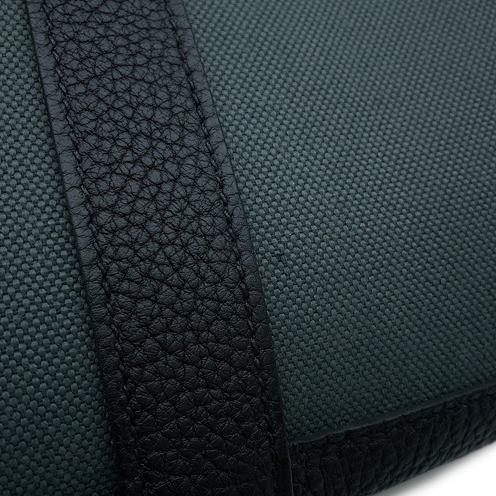 HERMES Garden Party Vert Mangrove/Black Toile H Negonda Leather Size TPM