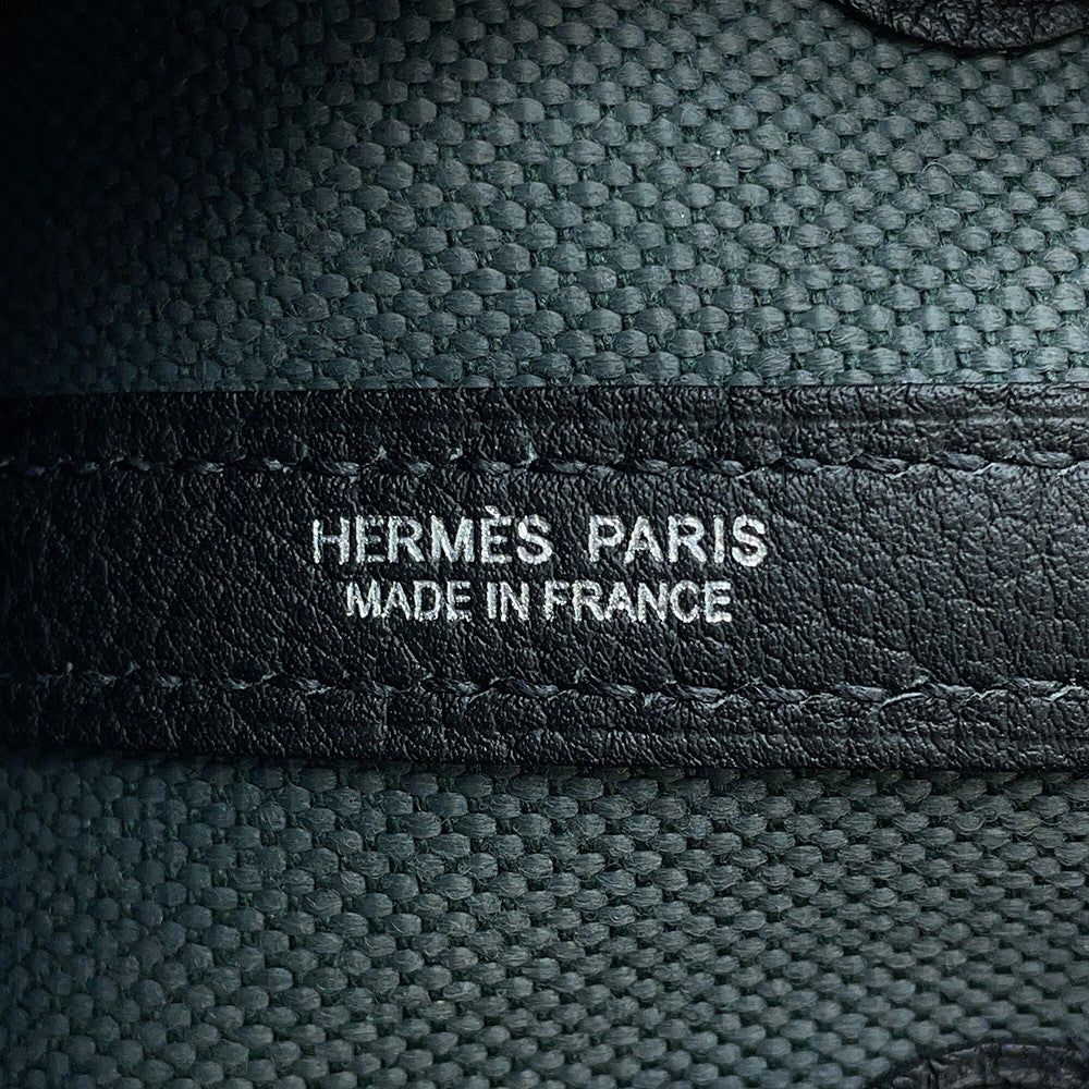 HERMES Garden Party Vert Mangrove/Black Toile H Negonda Leather Size TPM