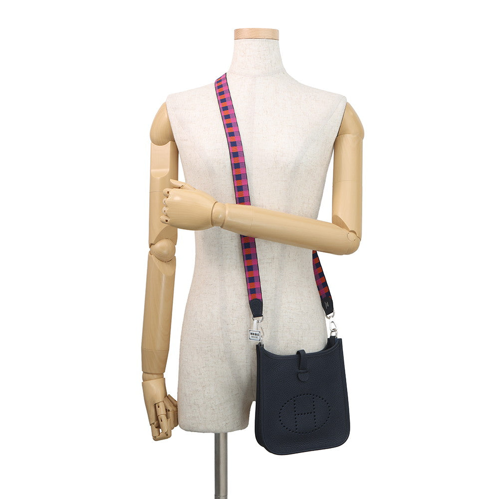 HERMES Evelyne Amazon Long Maxi Quadrille Blue Nuit Taurillon Clemence Size TPM