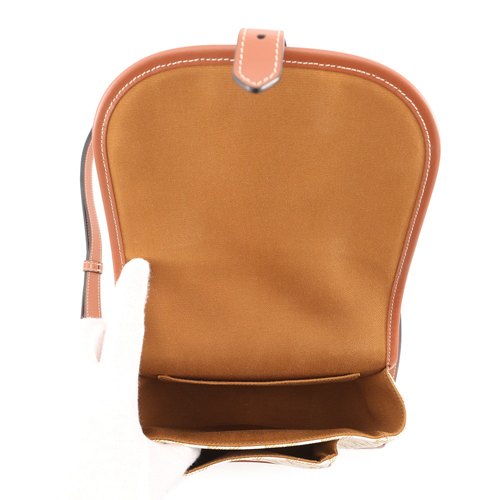 CELINE Triomphe Falco Shoulder White/Brown191502 PVC Leather Size Medium