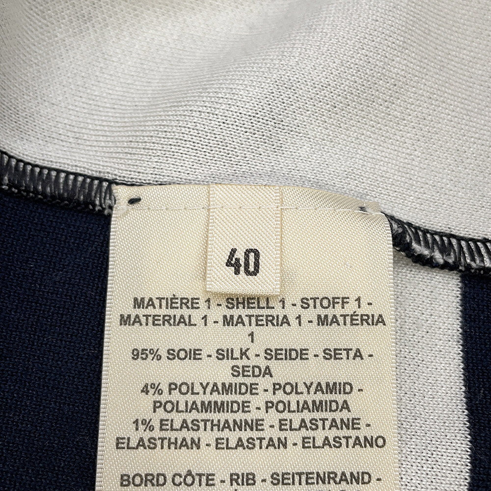 HERMES EN DESORDRE FINESSE BRIDE DE GALA Cardigan Size 40 White/Navy4E2727D6 Silk95% Nylon4% Polyurethane1%