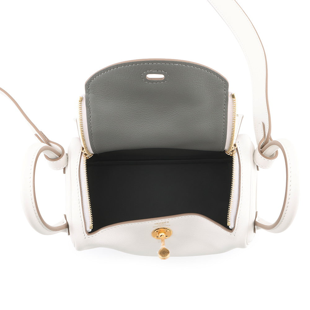 HERMES Lindy Verso Gris Perle/Gris Meyer Swift Leather Size Mini