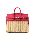 HERMES Birkin Picnic Framboise Swift Leather Rattan Size 25