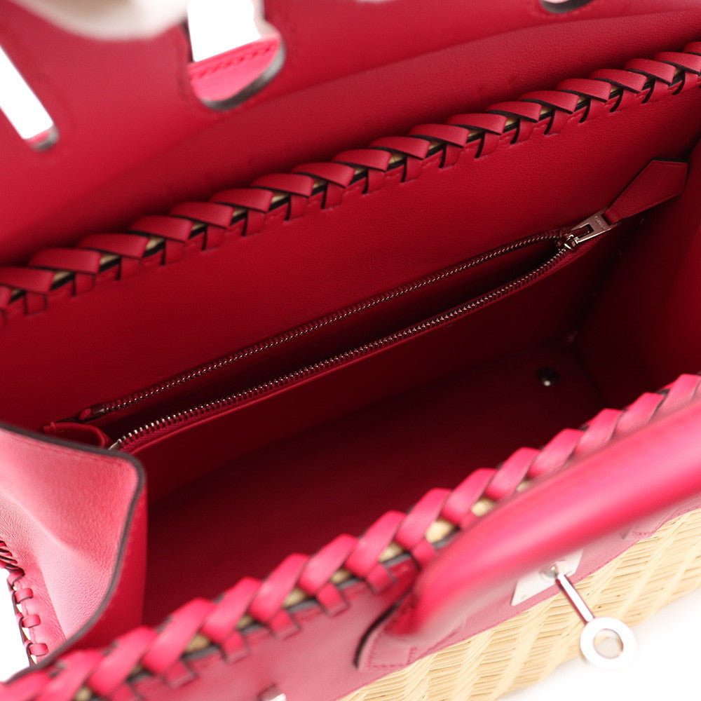 HERMES Birkin Picnic Framboise Swift Leather Rattan Size 25