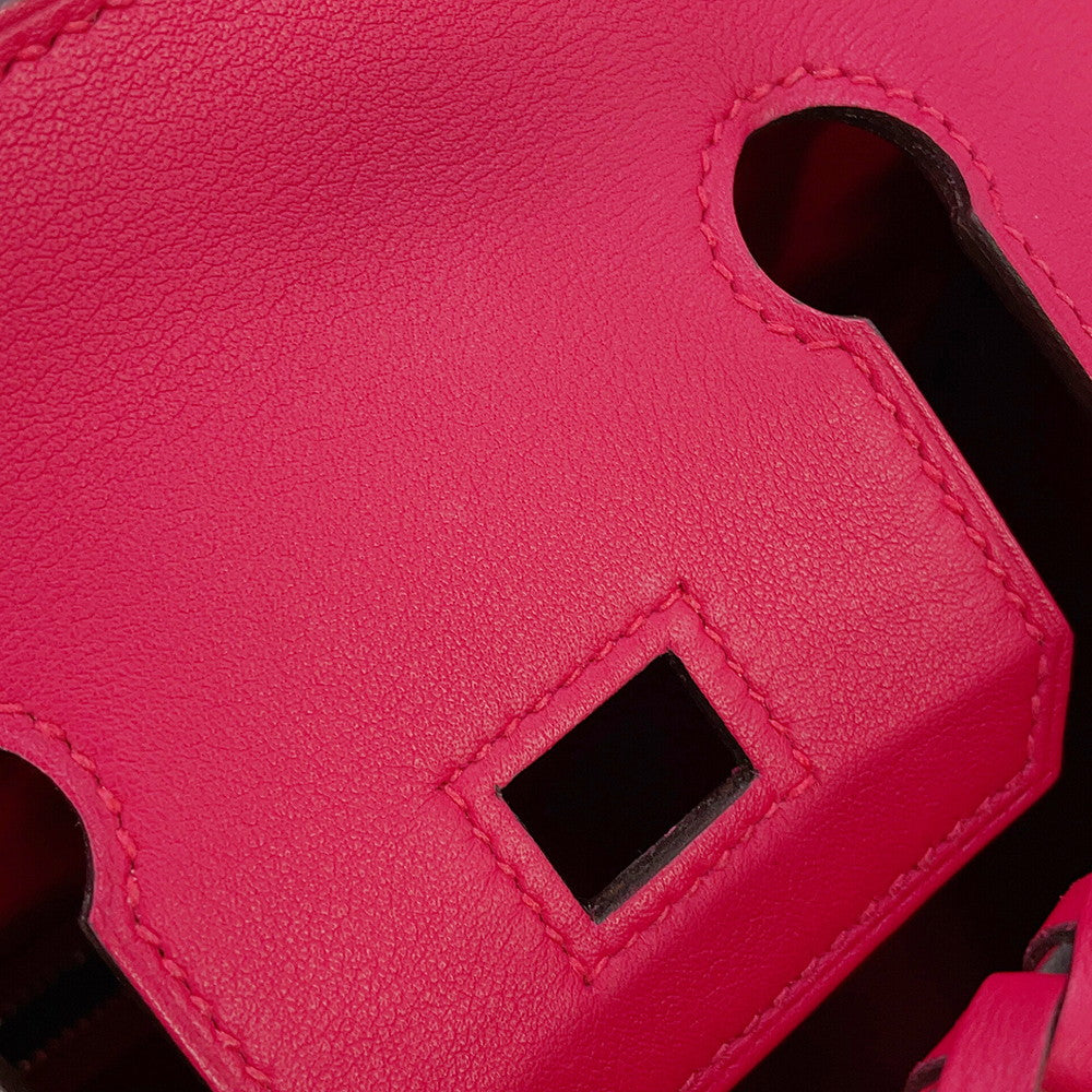 HERMES Birkin Picnic Framboise Swift Leather Rattan Size 25