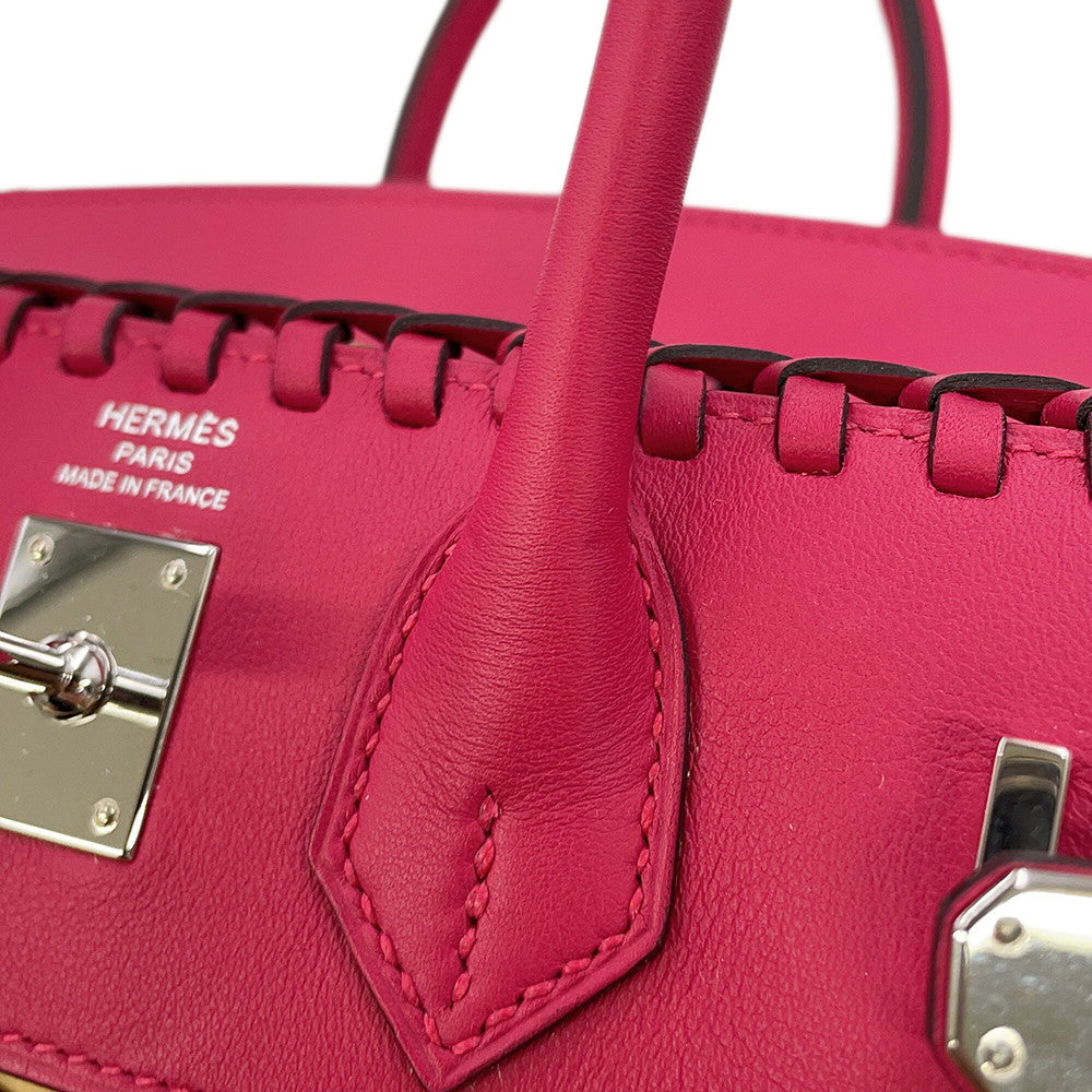 HERMES Birkin Picnic Framboise Swift Leather Rattan Size 25