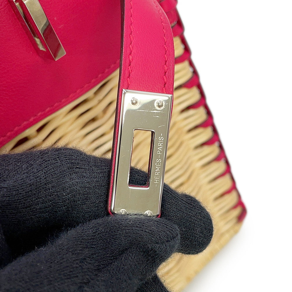 HERMES Birkin Picnic Framboise Swift Leather Rattan Size 25