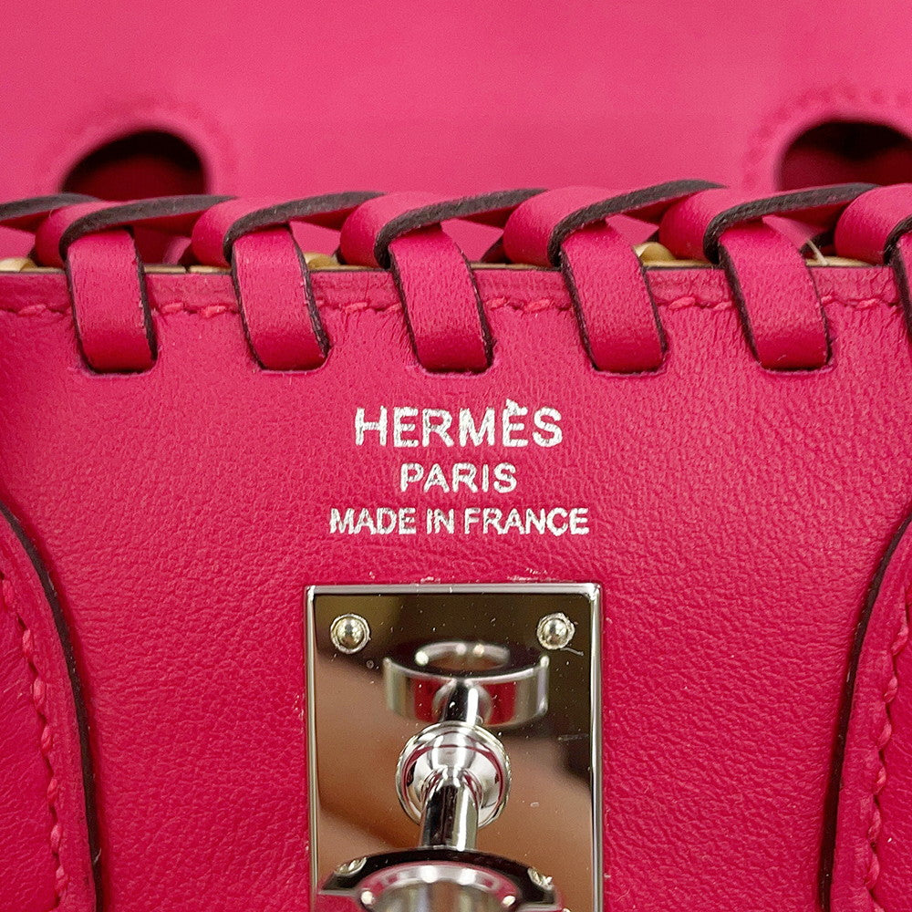 HERMES Birkin Picnic Framboise Swift Leather Rattan Size 25