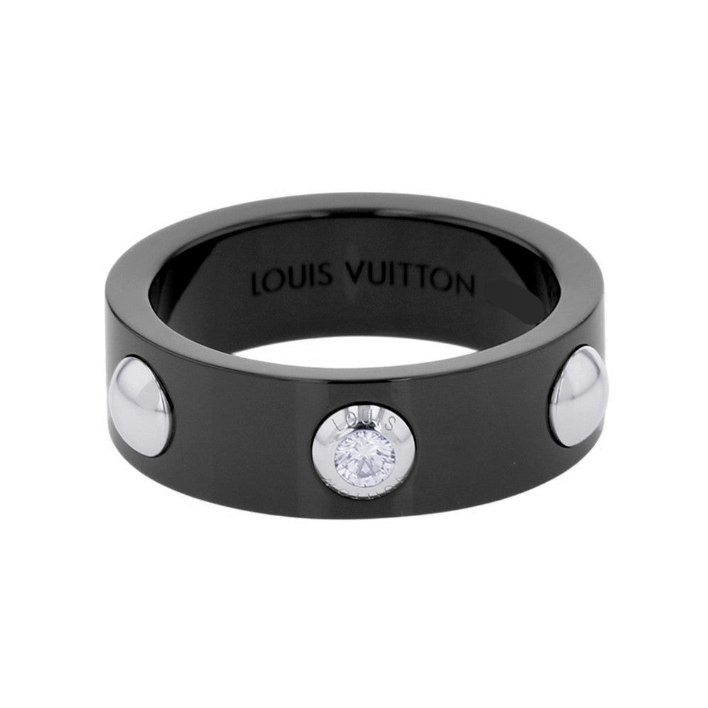LOUIS VUITTON Petite Bague Crew Diamond Ring Size 54/#14 Pt950 Ceramic