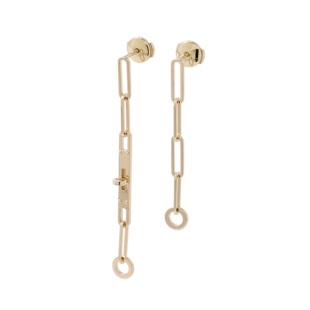 HERMES Kelly Chaine Earrings 18K Yellow Gold